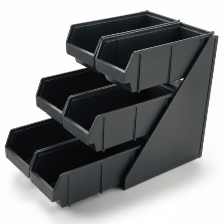 Organisateur de rangement à 3 niveaux en polypropylène noir 510 x 290 x 360 mm | Adexa QHW352 Organisateur de rangement à 3 niveaux en polypropylène noir 510 x 290 x 360 mm | Adexa QHW352