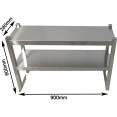 Étagère double à tubes carrés en acier inoxydable 900 x 280 x 600 mm | Adexa QNH102