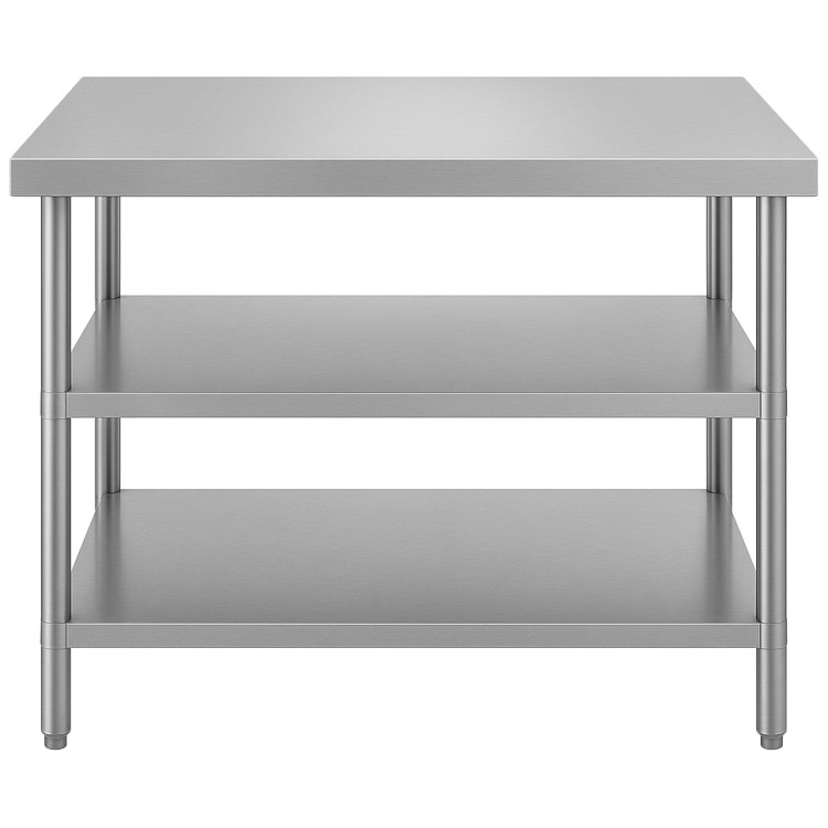 Table de travail commerciale à 3 niveaux en acier inoxydable avec étagères inférieures 1100 x 700 x 850 mm | Adexa QNH1126