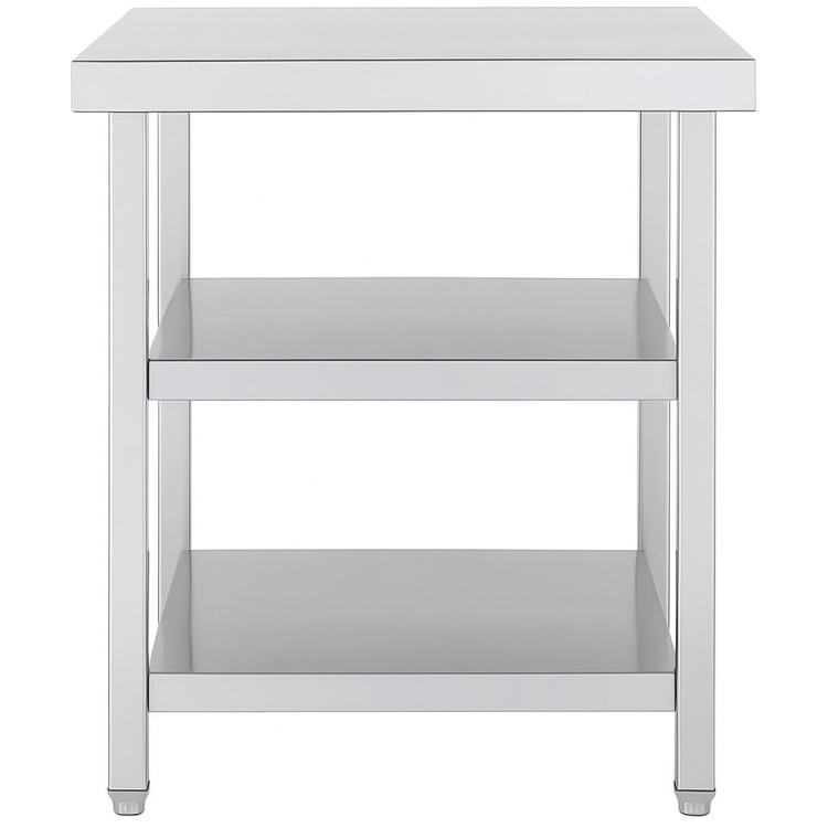 Table de travail commerciale à 3 niveaux en acier inoxydable avec étagères inférieures 600 x 600 x 850 mm | Adexa QNH1130