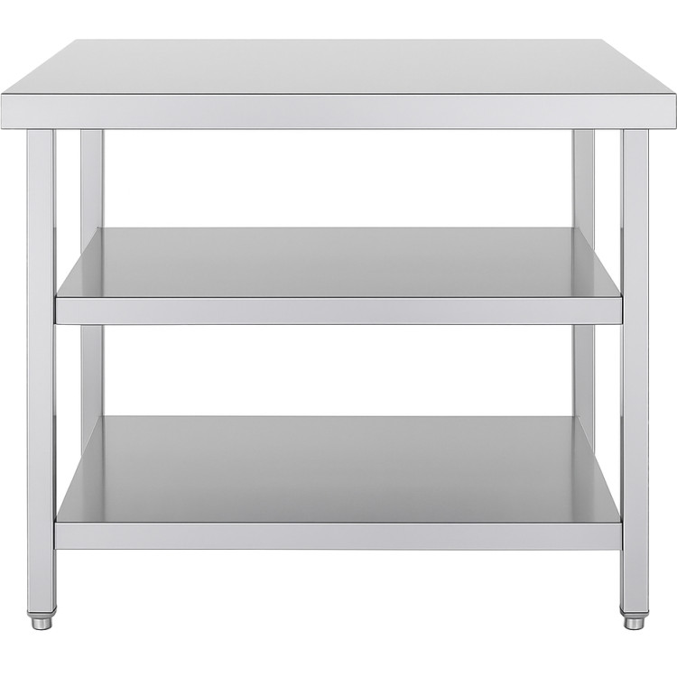 Table de travail commerciale à 3 niveaux en acier inoxydable avec étagères inférieures 900 x 600 x 850 mm | Adexa QNH1132