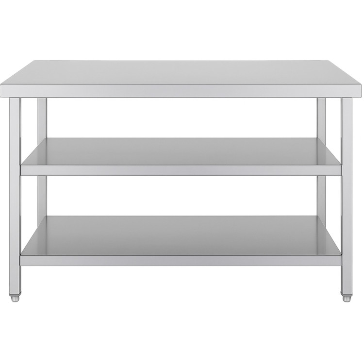 Table de travail commerciale à 3 niveaux en acier inoxydable avec étagères inférieures 1200 x 600 x 850 mm | Adexa QNH1134