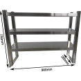 Étagère à trois niveaux en acier inoxydable à tubes carrés 900 x 280 x 750 mm | Adexa QNH202