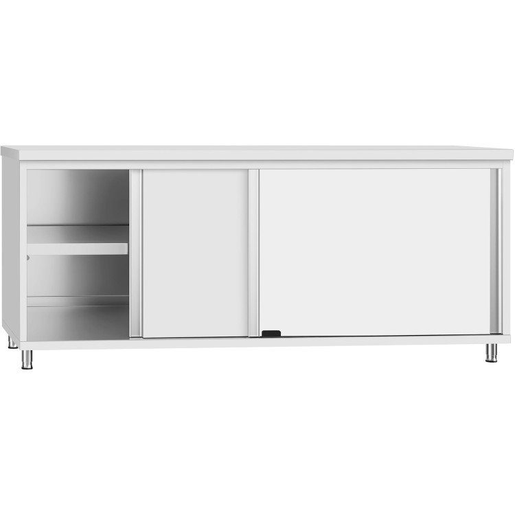 Armoire de travail commerciale en acier inoxydable avec porte coulissante et étagère 2100 x 600 x 850 mm | Adexa QNH308 Armoire de travail commerciale en acier inoxydable avec porte coulissante et étagère 2100 x 600 x 850 mm | Adexa QNH308