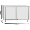 Armoire de sol commerciale à porte coulissante en acier inoxydable 1400 x 700 x 850 mm | Adexa QNH328