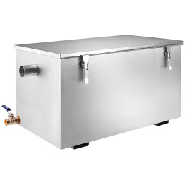 Piège à graisse commercial en acier inoxydable avec couvercle et vanne de sortie 300 x 200 x 200 mm | Adexa QNH502