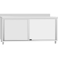 Armoire de travail commerciale en acier inoxydable avec porte coulissante, étagère et dosseret 1600 x 700 x 950 mm | Adexa QNH828 Armoire de travail commerciale en acier inoxydable avec porte coulissante, étagère et dosseret 1600 x 700 x 950 mm | Adexa QNH828