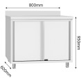 Armoire de travail commerciale en acier inoxydable avec porte coulissante, étagère et dosseret 800 x 600 x 950 mm | Adexa QNH810 Armoire de travail commerciale en acier inoxydable avec porte coulissante, étagère et dosseret 800 x 600 x 950 mm | Adexa QNH810