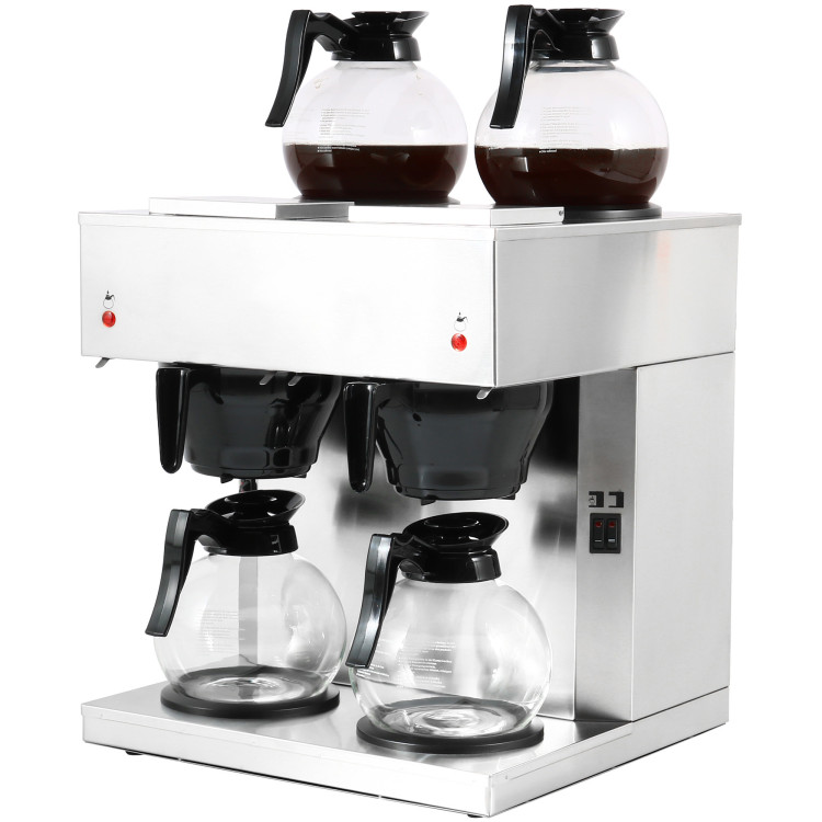Cafetière double filtre professionnelle Remplissage manuel 2 verseuses en verre 4 plaques chauffantes | Adexa RB286X2