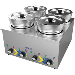 Bain-marie électrique professionnel de comptoir, chauffe-plats, 4 bacs de 6,5 L, 525 × 583 × 365 mm | Adexa RBM7Q