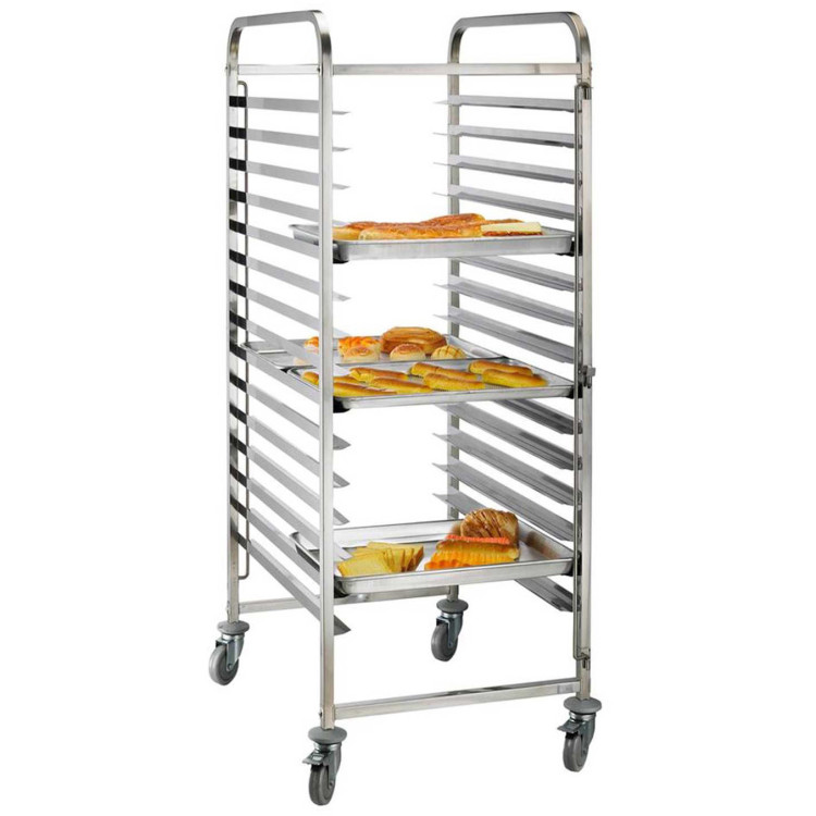 Chariot à plateaux/plaques/bacs en acier inoxydable à 15 niveaux pour plaques de cuisson 30 x 600 x 400 mm | Adexa RT6430 Chariot à plateaux/plaques/bacs en acier inoxydable à 15 niveaux pour plaques de cuisson 30 x 600 x 400 mm | Adexa RT6430