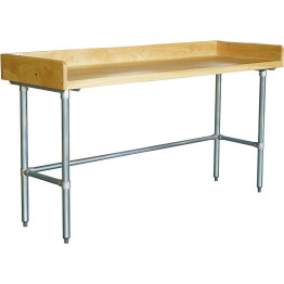 Boulangerie Table de travail Plateau en bois 3 côtés dosseret 1500x600x900mm | Adexa RWTG600X1500100BSOB
