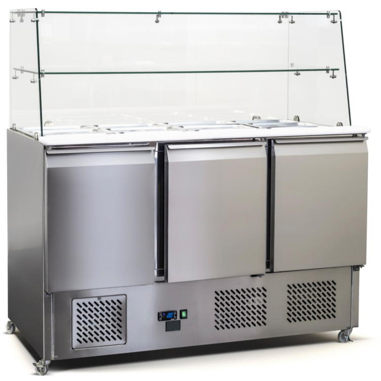 Frigo Saladette Professionnel Vitrine 3 portes | Adexa S93SQ