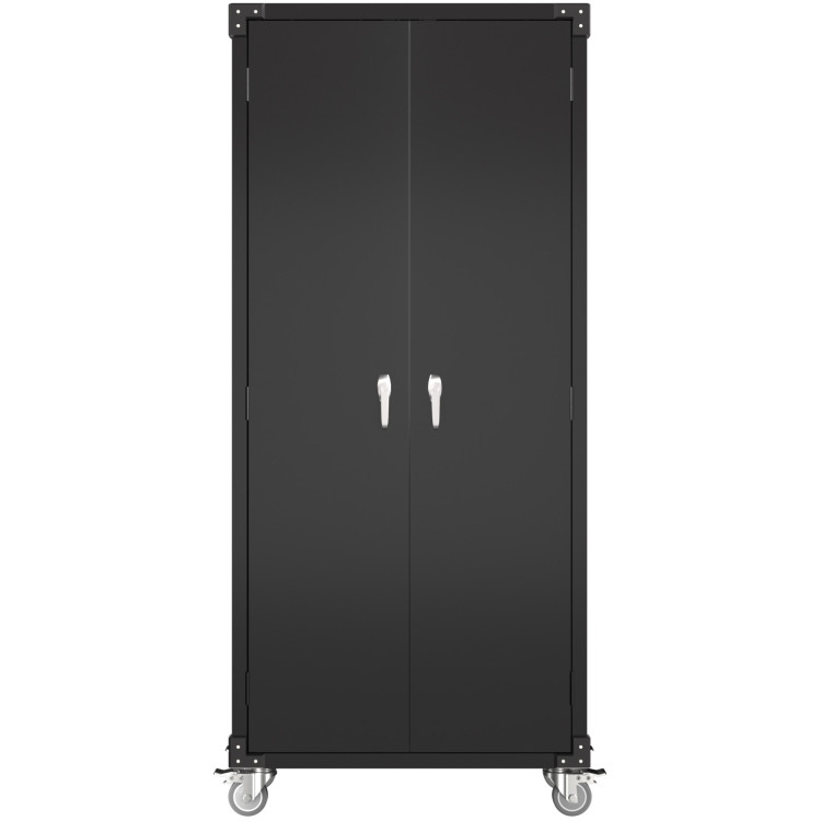 Armoire à outils professionnelle en acier noir, 2 portes verrouillables, 4 étagères réglables, 800 x 420 x 1830 mm | Adexa SART214