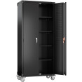Armoire à outils professionnelle en acier noir, 2 portes verrouillables, 4 étagères réglables, 800 x 420 x 1830 mm | Adexa SART214