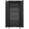 Armoire à outils professionnelle en acier noir, 2 portes verrouillables, 4 étagères réglables, 800 x 420 x 1830 mm | Adexa SART214