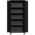 Armoire à outils professionnelle en acier noir à 2 portes verrouillables et 4 étagères réglables 800 x 420 x 1830 mm | Adexa SART216