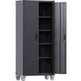 Armoire à outils professionnelle en acier noir à 2 portes verrouillables et 4 étagères réglables 800 x 420 x 1830 mm | Adexa SART216