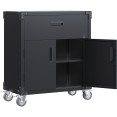Armoire à outils mobile professionnelle en acier noir, 2 portes, 1 tiroir, 800 x 420 x 900 mm | Adexa SART222