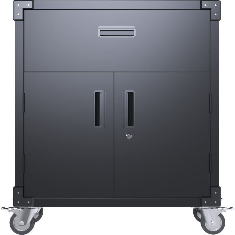 Armoire à outils mobile professionnelle en acier noir, 2 portes, 1 tiroir, 800 x 420 x 900 mm | Adexa SART222