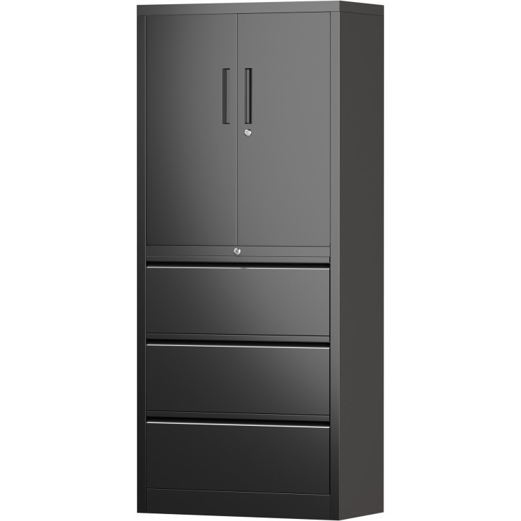 Armoire professionnelle en acier noir, 2 portes, 3 tiroirs, 760 x 380 x 1780 mm | Adexa SART234