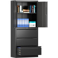 Armoire professionnelle en acier noir, 2 portes, 3 tiroirs, 760 x 380 x 1780 mm | Adexa SART234