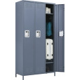 Armoire commerciale grise à 3 portes et 2 étagères 900 x 400 x 1830 mm | Adexa SART236