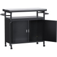 Station de préparation professionnelle pour barbecue noir, chariot à 2 portes, 775 x 360 x 810 mm | Adexa SART246