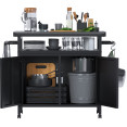 Station de préparation professionnelle pour barbecue noir, chariot à 2 portes, 775 x 360 x 810 mm | Adexa SART246