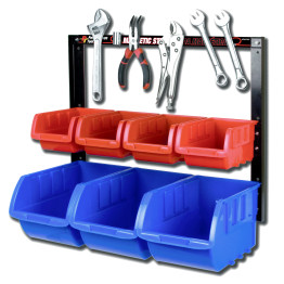 Étagère murale de rangement avec porte-outils magnétique et 7 bacs de rangement en plastique 432 x 229 x 559 mm | Adexa SBRT1707