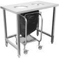 Table de collecte des déchets en acier inoxydable à usage commercial avec double ouverture circulaire 1000 x 600 x 900 mm | Adexa SC10060