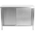 Armoire de comptoir professionnelle sous plan de travail, 2 portes coulissantes, acier inoxydable, 1400 x 700 x 850 mm | Adexa SCP14070