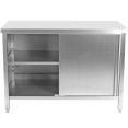 Armoire de comptoir professionnelle sous plan de travail, 2 portes coulissantes, acier inoxydable, 1400 x 700 x 850 mm | Adexa SCP14070