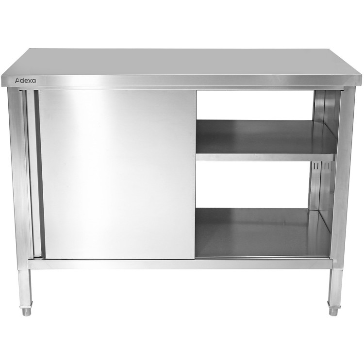Armoire de comptoir coulissante commerciale avec portes coulissantes, en acier inoxydable, 1500 x 600 x 850 mm | Adexa SCP601502S Armoire de comptoir coulissante commerciale avec portes coulissantes, en acier inoxydable, 1500 x 600 x 850 mm | Adexa SCP601502S