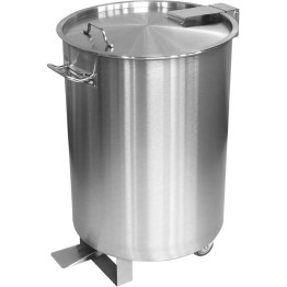 Poubelle à pédale professionnelle en acier inoxydable avec couvercle et roulettes, 55 litres | Adexa SDCP55