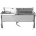Évier à franges commercial en acier inoxydable avec panier bas et support à franges 2 en 1 1200 x 600 x 550 mm | Adexa SMSJYLR12060