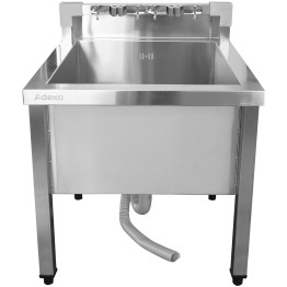 Évier commercial en acier inoxydable avec panier bas et support de balai 2 en 1 600 x 600 x 550 mm | Adexa SMSJYLR6060