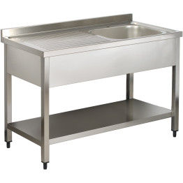 Évier Professionnel Inox 1 bac Droite Tablette inférieure Crédence 1000mm Profondeur 600mm | Adexa THSTR106BR1
