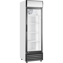 Réfrigérateur commercial vertical pour bouteilles de boissons, 292 litres, porte vitrée à charnière unique, noir et blanc, dimensions : 578 x 605 x 1980 mm | Adexa SSH24 Réfrigérateur commercial vertical pour bouteilles de boissons, 292 litres, porte vitrée à charnière unique, noir et blanc, dimensions : 578 x 605 x 1980 mm | Adexa SSH24