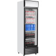 Réfrigérateur commercial vertical pour bouteilles de boissons, 349 litres, porte vitrée à charnière unique, noir et blanc, 606 x 620 x 1940 mm | Adexa SSH28 Réfrigérateur commercial vertical pour bouteilles de boissons, 349 litres, porte vitrée à charnière unique, noir et blanc, 606 x 620 x 1940 mm | Adexa SSH28