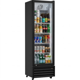 Réfrigérateur commercial vertical pour bouteilles de boissons, 335 litres, porte vitrée à charnière unique, noir, 578 x 605 x 1980 mm | Adexa SSH32 Réfrigérateur commercial vertical pour bouteilles de boissons, 335 litres, porte vitrée à charnière unique, noir, 578 x 605 x 1980 mm | Adexa SSH32
