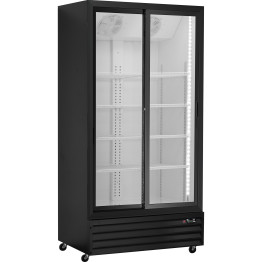 Réfrigérateur commercial vertical pour bouteilles de boissons, 525 litres, double porte vitrée, noir, 1120 x 565 x 1900 mm | Adexa SSH38 Réfrigérateur commercial vertical pour bouteilles de boissons, 525 litres, double porte vitrée, noir, 1120 x 565 x 1900 mm | Adexa SSH38