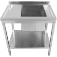 Évier commercial en acier inoxydable, 1 cuve, dosseret droit, étagère inférieure, 1000 x 700 x 950 mm | Adexa STD1070R Évier commercial en acier inoxydable, 1 cuve, dosseret droit, étagère inférieure, 1000 x 700 x 950 mm | Adexa STD1070R