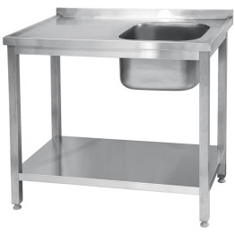 Table de travail avec évier à usage professionnel Acier inoxydable 1 bac Étagère inférieure droite Crédence 1200x600x850mm | Adexa STD1260R