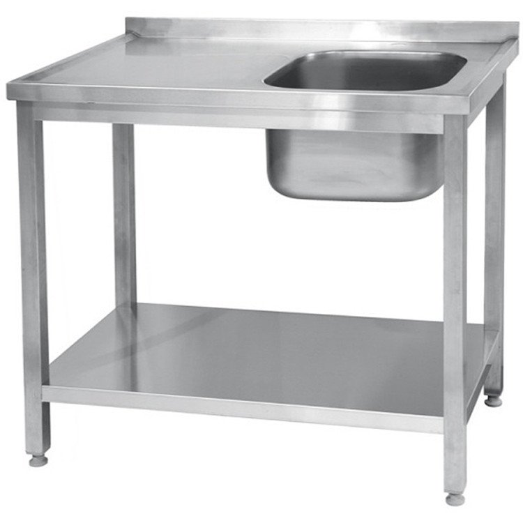 Table de travail avec évier à usage professionnel Acier inoxydable 1 bac Étagère inférieure droite Crédence 1200x600x850mm | Adexa STD1260R