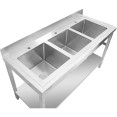 Évier Professionnel Inox 1800x700x850mm 3 bacs Crédence | Adexa STD350A