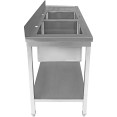 Évier commercial en acier inoxydable 1800 x 700 x 900 mm, 2 cuves à droite, avec égouttoir, dosseret et étagère inférieure | Adexa STT1870R