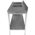 Évier commercial en acier inoxydable 1800 x 700 x 900 mm, 2 cuves à droite, avec égouttoir, dosseret et étagère inférieure | Adexa STT1870R