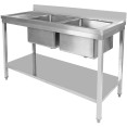 Évier professionnel Acier inoxydable 1500x600x850mm 2 bacs à gauche avec égouttoir Crédence Sous étagère | Adexa STT1560L Évier professionnel Acier inoxydable 1500x600x850mm 2 bacs à gauche avec égouttoir Crédence Sous étagère | Adexa STT1560L