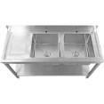 Évier professionnel Acier inoxydable 1500x600x850mm 2 bacs à gauche avec égouttoir Crédence Sous étagère | Adexa STT1560L Évier professionnel Acier inoxydable 1500x600x850mm 2 bacs à gauche avec égouttoir Crédence Sous étagère | Adexa STT1560L